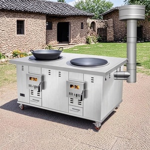 Poêle à <span class=keywords><strong>bois</strong></span> rurale en acier inoxydable 304 extra-épais, mobile, multifonction, avec anneau <span class=keywords><strong>de</strong></span> cuisson, pour usage domestique, économe en énergie - Product Image 2