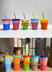 16oz 24oz Riutilizzabile BPA Marchio Su Ordinazione Libero Chiaro <span class=keywords><strong>Caffè</strong></span> Freddo 12 zodiaco cambiamento di colore tazza di paglia con i love you - Product Image 3