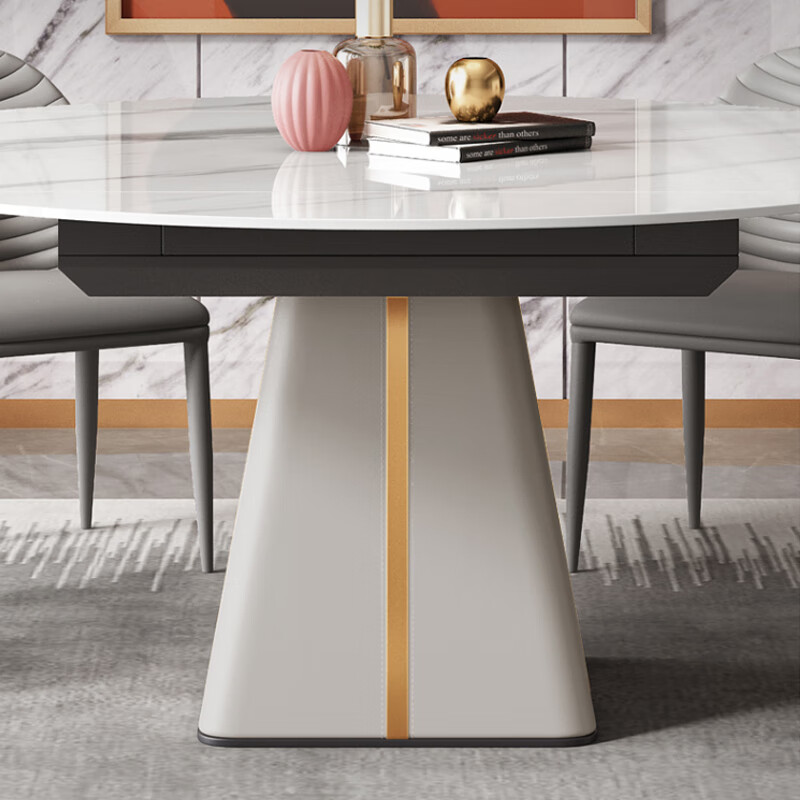 Table de salle à manger en marbre de 1,5 m [rétractable push-pull]