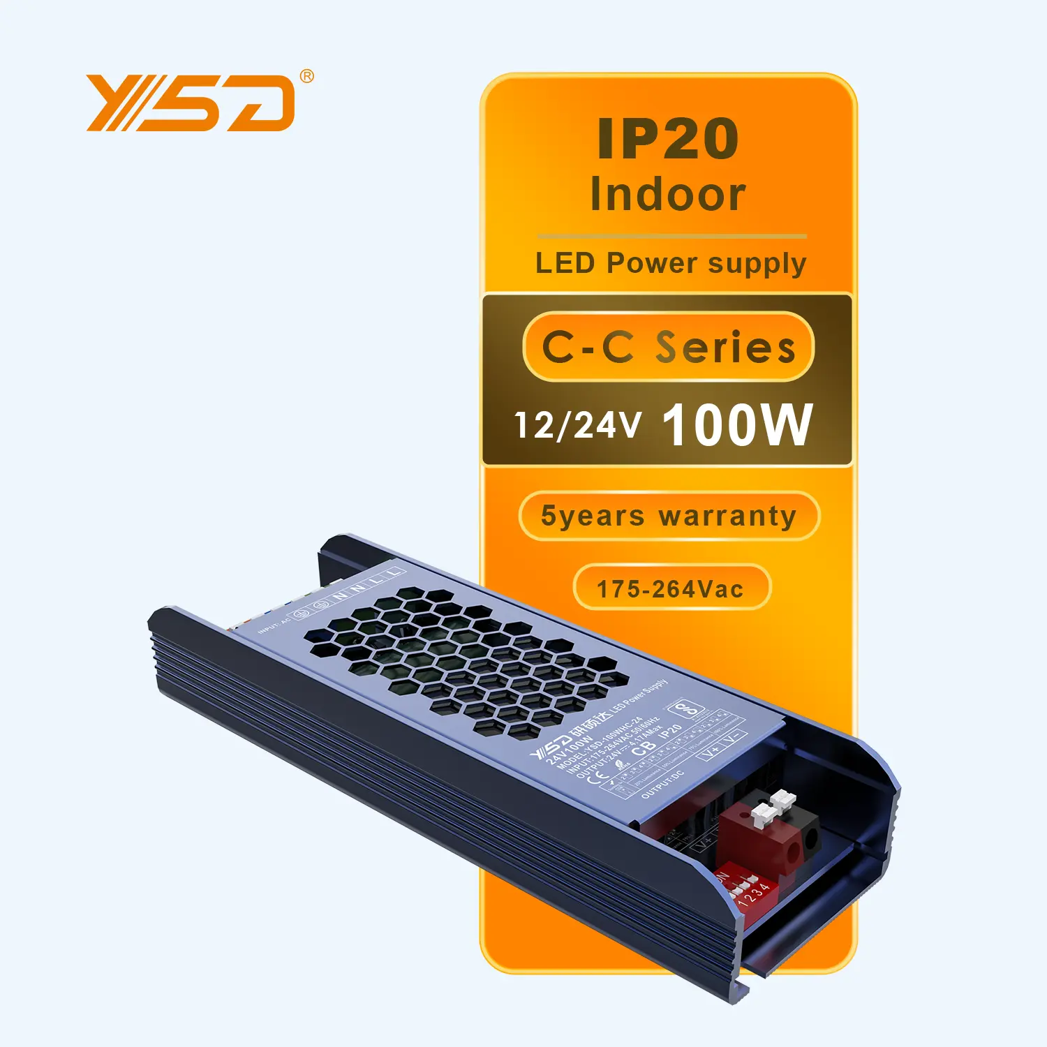 YSD constant voltage dc led driver 12v 24v 30w 60w 100w 150w 200w 300w 400w smps power suppliers