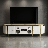 Meuble TV avec foyer électronique en MDF, Bluetooth intégré et effets sonores, pour salon et chambre à coucher
