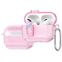 Étui transparent pour écouteurs Airpods 5 4 avec clip de verrouillage sécurisé, antichoc, paillettes, étui transparent pour écouteurs Airpods Pro 3 2