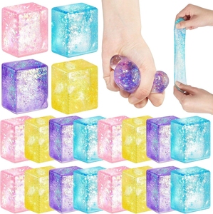 Wholesale Unisex Glitter Sugar Cube TPR Maltose <b>Squeeze</b> Squishy Fidget Sensory Toys Stress <b>Ball</b> for Kids - Product Image 5