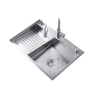 Évier de buanderie moderne en acier inoxydable, facile à nettoyer, à trou unique, rectangulaire, avec égouttoir, finition brossée, pour écoles, appartements et salles de bain - Product Image 3