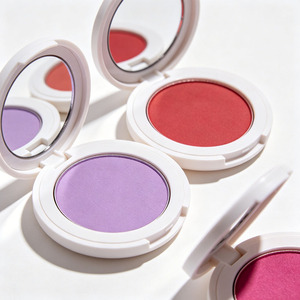 Private Label Round Powder Blush <b>Compact</b> Highly Pigmented Matte Face <b>Makeup</b> With Mirror Custom Logo OEM - Product Image 3