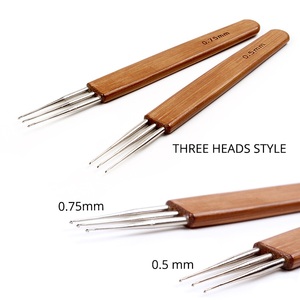 Uncinetto per Dreadlocks in Acciaio Inossidabile con Manico in Legno di Bambù 0.5mm 0.75mm, Strumento per <span class=keywords><strong>Extension</strong></span> Capelli, Personalizzabile con Logo, Vendita all'Ingrosso - Product Image 6