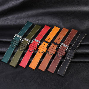 Correa de cuero + goma híbrida Vintage para reloj, banda de silicona impermeable de 18/20/21/22/23/24mm, venta al por mayor - Product Image 1