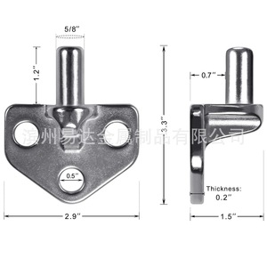 บานพับสามเหลี่ยมสแตนเลส Eda แบบติดตั้งบนพื้นผิว 3 รู อุปกรณ์ฮาร์ดแวร์เฟอร์นิเจอร์ ดีไซน์อุตสาหกรรม - Product Image 2