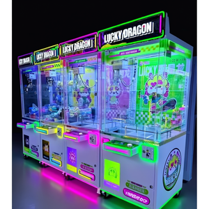Machine d'arcade à griffes lumineuses LED Lucky Dragon pour enfants et adultes, borne de jeu interactive de distribution de prix avec néon coloré - Product Image 1