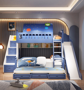 Nuovo Letto a Castello in Legno Multifunzionale per Bambini con Contenitore e Scivolo, Arredamento per Cameretta Bambini e Ragazzi - Product Image 2