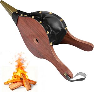 Souffleur manuel en cuir pour barbecue, <span class=keywords><strong>soufflet</strong></span> à <span class=keywords><strong>feu</strong></span> en <span class=keywords><strong>bois</strong></span> pour le camping, outil d'allumage pour barbecue et foyer - Product Image 1