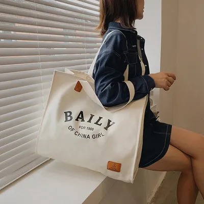 Cotton tote bag Custom printed LOGO with pocket and zipper simple shopping bag thick large canvas bag