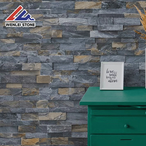 Nhà sản xuất bán buôn đá phiến tự nhiên màu xám đen giá rẻ, đá văn hóa hình chữ Z, ốp tường - Product Image 5