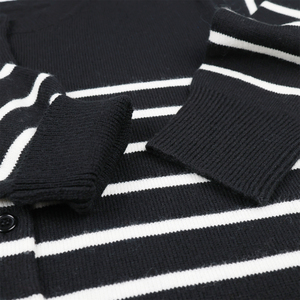Suéter a Rayas Estilo Francés, Proveedor Mayorista de Cárdigan de Punto Náutico para Boutique, Prendas de Punto en Blanco y Negro - Product Image 6