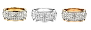 China Elegant Fine Jewelry High Quality 18k Solid Yellow Gold Top Diamond Four Rows Eternity Wide Wedding Band Ring for Parties - Product Image 4