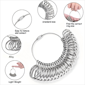 रिंग साइज़र मैंड्रेल मापने का उपकरण स्टील रिंग साइजिंग गेज साइज़र धातु रिंग माप उपकरण आभूषण बनाने की किट - Product Image 2