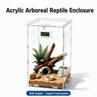 Terrarium vertical en acrylique pour reptiles avec hygromètre et thermomètre, boîte d'élevage, réservoir pour araignées, tarantules et insectes arboricoles