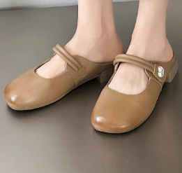Sıcak Fırsat Su Geçirmez Retro Düz Yumuşak Nefes Alabilen Kapalı Burunlu Yazlık Hafif Açık Hava Yarım Sandalet Günlük Giyilebilir Çift Bantlı - Product Image 2
