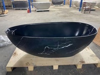 Baignoire autoportante en surface solide, baignoire en pierre artificielle, baignoire en résine de pierre, baignoire noire pour salle de bain, fabricant OEM personnalisé