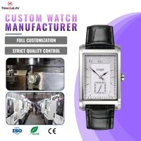 Montre mécanique rectangulaire pour femme, cadran laqué, aiguilles en forme de pique, petite seconde, bracelet en cuir, fabrication OEM personnalisée Seagull ST1700