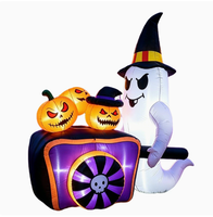 Lumière LED gonflable fantôme avec chariot citrouille pour décoration de fête d'Halloween en extérieur
