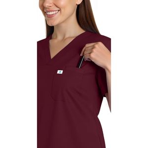 FOXA Women's Scrub Set V-Neck Top <b>Cargo</b> <b>Pants</b> 4-Way <b>Stretch</b> Hospital Uniforms - Product Image 4