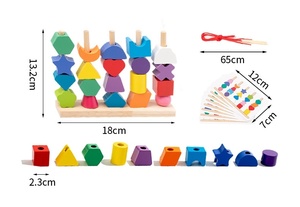 Russian Blocks <b>Puzzle</b> <b>Games</b> Brain Teasers Montessori Toys Matching Colorful Wooden Beads on 5 Columns Block Set for Kids Playing - Product Image 6