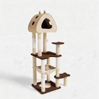 Centre d'activités pour chat de luxe à 5 niveaux, moderne et classique, durable, avec niche confortable, hamac suspendu et poteaux à gratter en sisal naturel