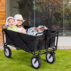 Chariot de jardin pliable 100x50x57-102cm à quatre roues en tissu Oxford, chariot de courses extérieur pliable, chariot de camping - Product Image 1