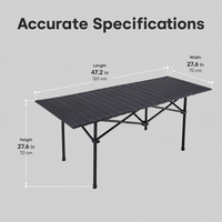 Table de camping, de plage et de pique-nique moderne et élégante en métal, mobilier d'extérieur polyvalent, portable, durable, pliable, gain de place, facile à utiliser