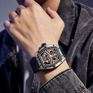 Relojes Mecánicos Samurai con Envío Directo, Tourbillon Automático, Caja Cuadrada de Acero Inoxidable de Lujo, Esfera Hueca de Silicona, Unisex - Product Image 5