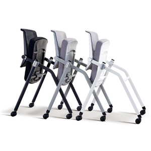 Silla de Oficina Moderna, Apilable, Plegable, sin Brazos, con Estructura Metálica y Malla, para Uso en Salas de Conferencias y Visitas - Product Image 3