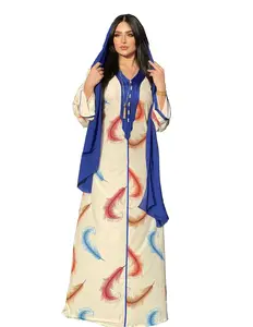 Оптовая продажа Красивая египетская Турецкая мусульманская одежда женская исламская абайя 2020 платье большого размера Повседневное платье с длинным рукавом