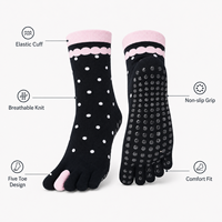 Chaussettes Pilates à cinq orteils, mi-mollet, mi-cuisse, en tricot, Spandex, Coton, Bambou, séchage rapide, respirantes, antibactériennes, antidérapantes