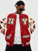 Vestes de baseball personnalisées pour hommes, style universitaire, style streetwear, patchwork, broderie en chenille 3D, boutons, veste d'hiver