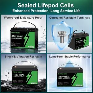 Batería LiFePO4 de 12V en Stock en la UE, 100Ah 200Ah 300Ah, Batería de Fosfato de Hierro y Litio OEM ODM, Paquete de Baterías Solares DATOU para Barcos - Product Image 4