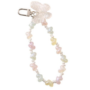 Nouveau arc porte-clés créatif coloré coeur perlé chaîne téléphone pendentif étui pour écouteurs décoration - Product Image 5