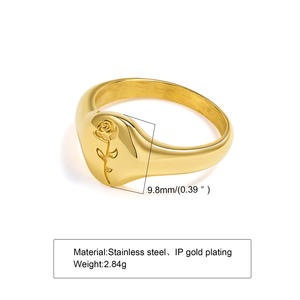 Venta al por mayor de moda, anillos de acero inoxidable chapados en <span class=keywords><strong>oro</strong></span> de 18 quilates, anillos impermeables en forma de corazón, anillos de <span class=keywords><strong>sello</strong></span> para niñas y mujeres - Product Image 6