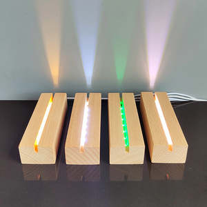 Aangepaste 5.9 Inch Houten Led <span class=keywords><strong>Display</strong></span> Basis Voetstuk Met Usb-Kabel Controle Kleur Veranderende Lichtstandaard Voor Acryl Nachtlampje - Product Image 5