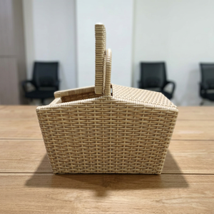 Cesta de Almacenamiento de Ratán Rectangular con Asa, Estilo Rústico, Hecha a Mano, Ecológica, Multiusos, Organizador para Sala de Estar - Product Image 1