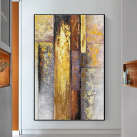 Grande taille, peinture acrylique minimaliste dorée sur toile, affiche scandinave, peinture à la main, art mural de la marque Mintura, tableau pour salon et maison