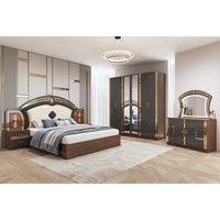 Ensemble complet de chambre à coucher de luxe turque en gros, suite de chambre king size, cadre en bois, mobilier de chambre moderne pour chambre principale double