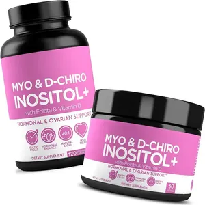 كبسولات إنوسيتول + MYO &D-CHIRO من مصنع المعدات الأصلي لعام 2024 بها فولات وفيتامين D مكمل غذائي لصحة الهرمونات