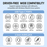 Adaptador de Tarjeta de Sonido USB OEM para PC y Laptop, Plug and Play, Salida de Audio Externa, Transferencia de Datos, Carga, Salida de CC para Auriculares