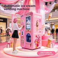 Distributeur automatique de crème glacée en libre-service, gestion cloud à distance, multi-saveurs, paiement mondial, personnalisable
