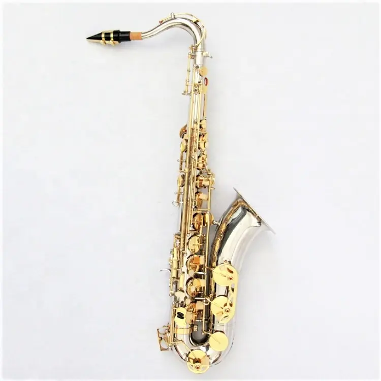 Fabrieksprijs Saxofoon Tenor Professioneel Verzilverd Lichaam Gouden Toetsen Tenorsaxofoon