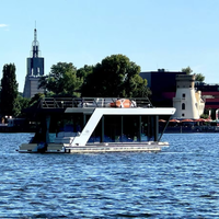 Nouvelle conception 2026 ALLHOUSE : Maison flottante avec structure en aluminium et radiateur pour usage familial, Airbnb aquatique, hôtels flottants, maison-bateau