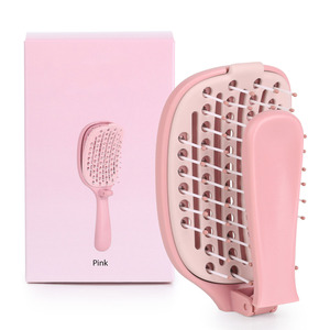 Peigne démêlant pliable avec coussin auto-nettoyant, éliminateur de cheveux pour un <span class=keywords><strong>rangement</strong></span> facile et portable, dents larges / cheveux secs - Product Image 1