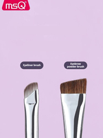 Set Kuas Rias 2-Piece dengan Bulu Sintetis dan Gagang Kayu untuk Alis & Eyeliner, Ramah untuk Perjalanan
