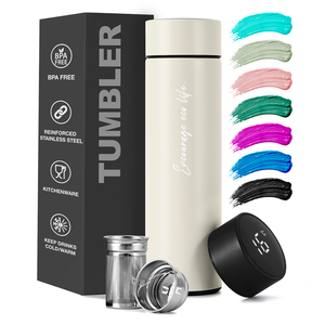 Botella de agua inteligente de acero inoxidable con aislamiento al vacío de termo de 500ml con Infusor de filtro - Product Image 3